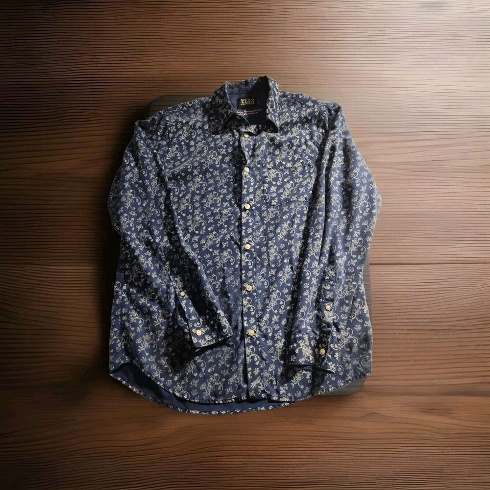 Scotch & Soda® Blue & White Large Floral Long Sleeve Button Front Shirt 762